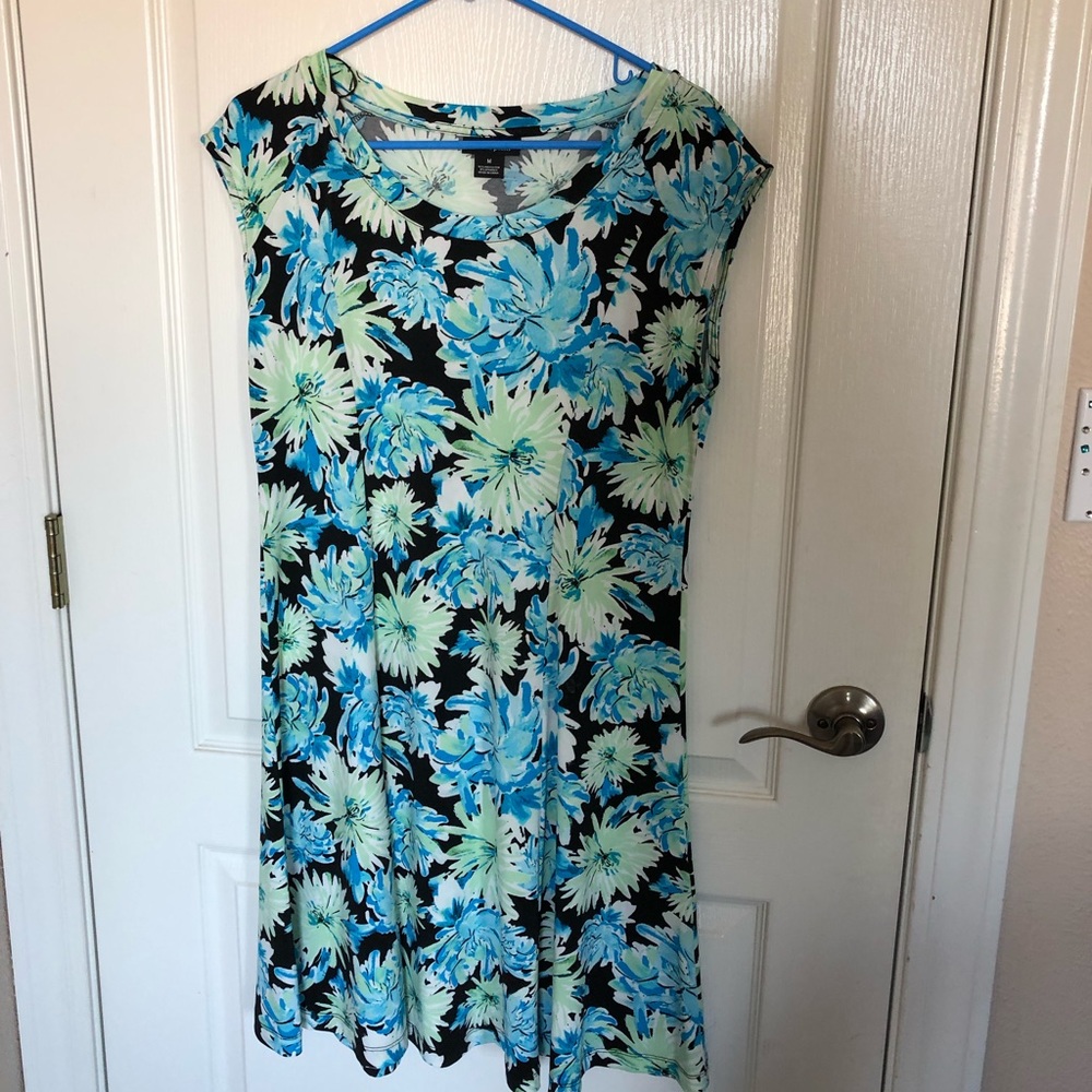 blue floral dress